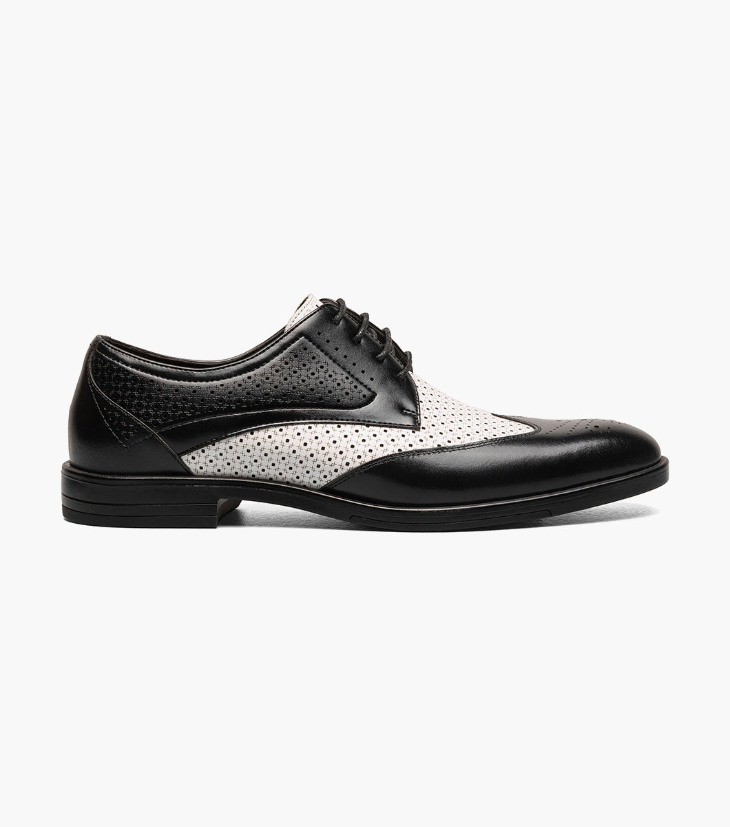 Stacy Adams ASHER Wingtip Lace Up Black w/White by Stacy Adams Shoes