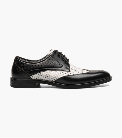 Stacy Adams ASHER Wingtip Lace Up Black w/White by Stacy Adams Shoes