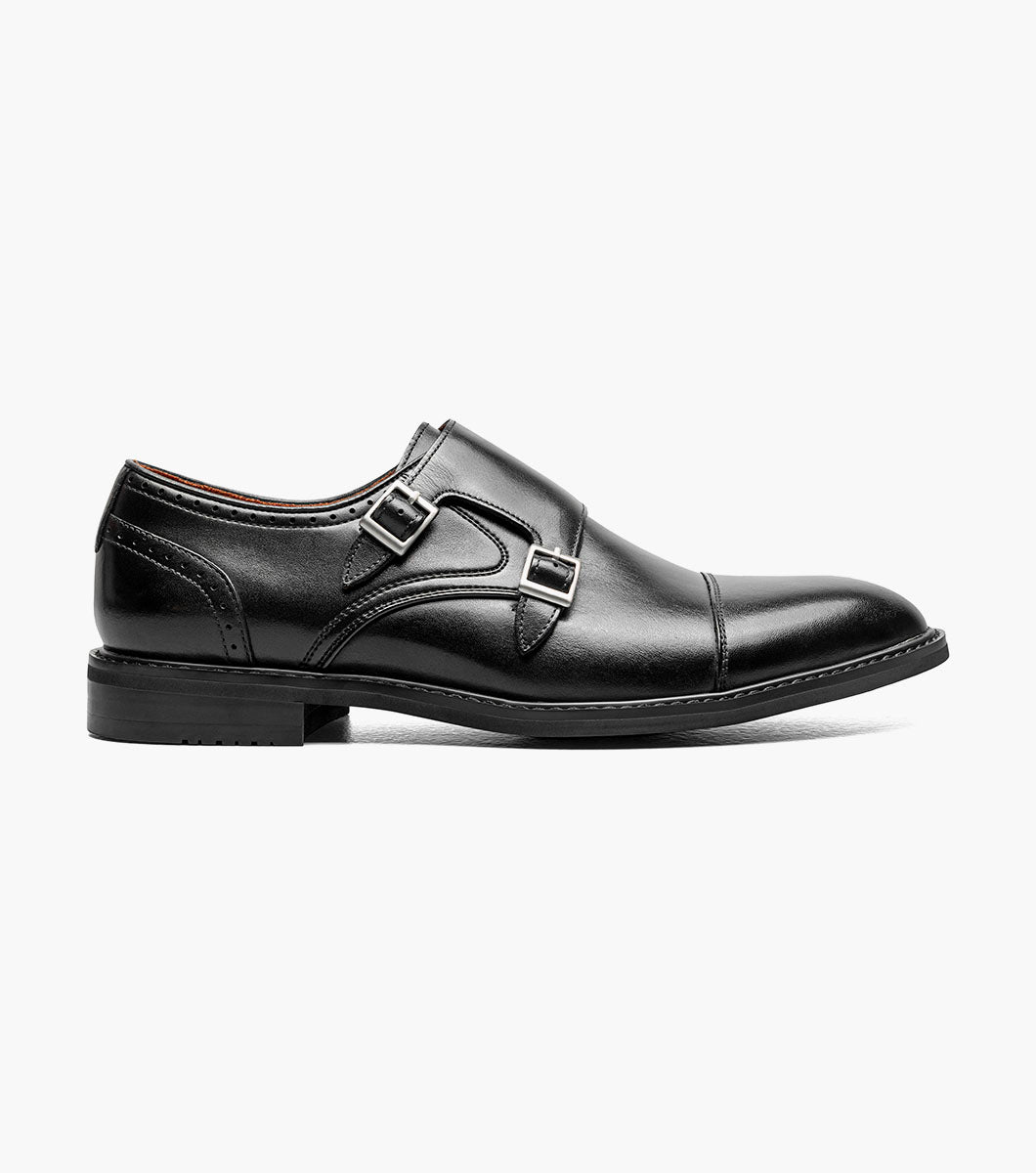 Stacy Adams BOSWELL Cap Toe Double Monk Strap Black by Stacy Adams Shoes