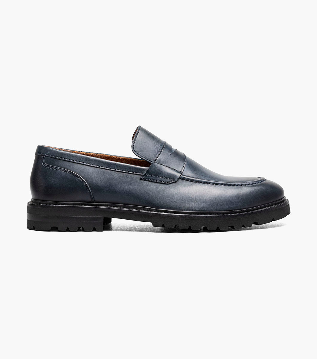 Stacy Adams HAYES Moc Toe Penny Slip On Navy by Stacy Adams Shoes