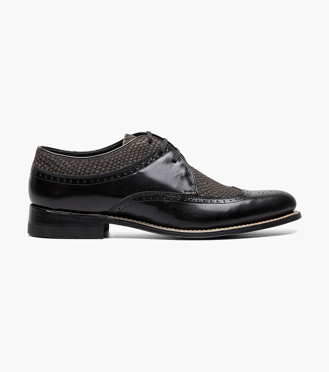 Stacy Adams DAYTON Python Print Wingtip Oxford Black/Gray by Stacy Adams Shoes
