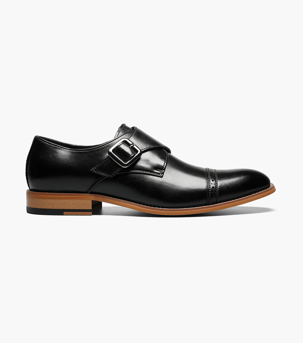 Stacy Adams DESMOND Cap Toe Monk Strap Black by Stacy Adams Shoes