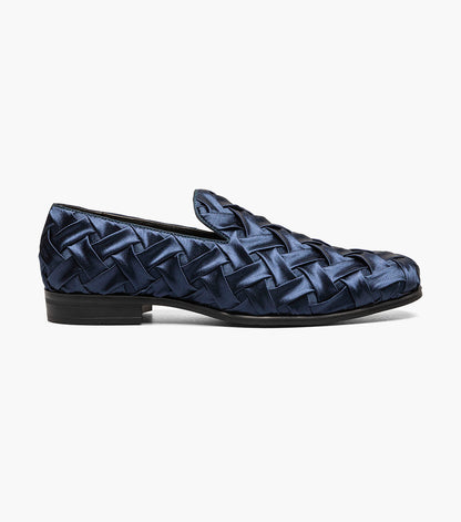 Stacy Adams SAVOIR Plain Toe Satin Slip On Navy by Stacy Adams Shoes