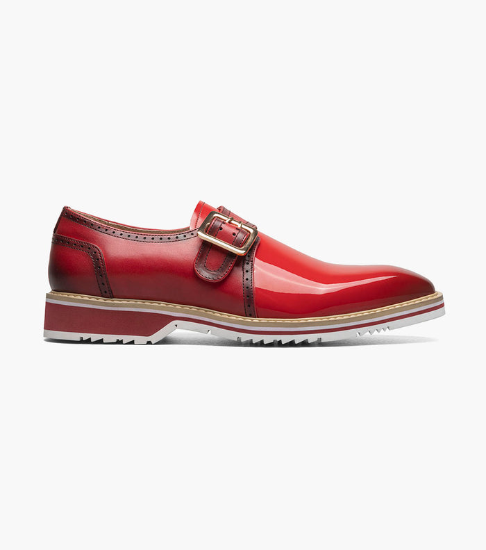 Stacy Adams BARTRAM Plain Toe Monk Strap Red by Stacy Adams Shoes