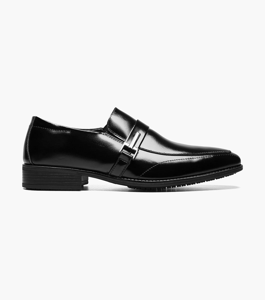 Stacy Adams ABRAM Moc Toe Bit Slip On Black by Stacy Adams Shoes