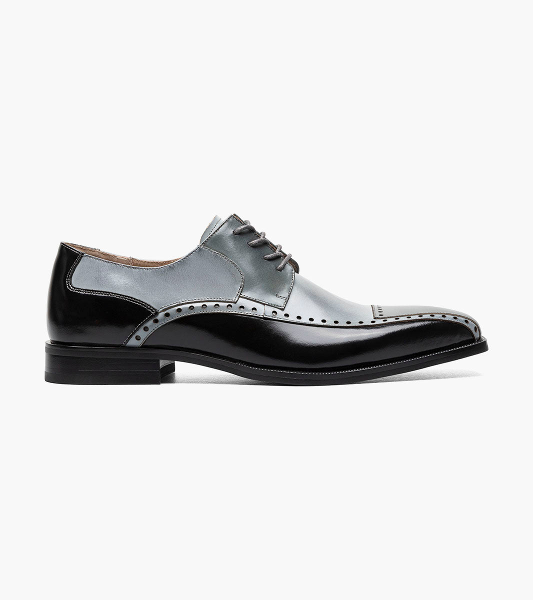 Stacy Adams PLAZA Modified Cap Toe Oxford Black/Gray by Stacy Adams Shoes