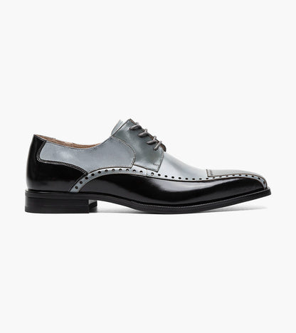 Stacy Adams PLAZA Modified Cap Toe Oxford Black/Gray by Stacy Adams Shoes