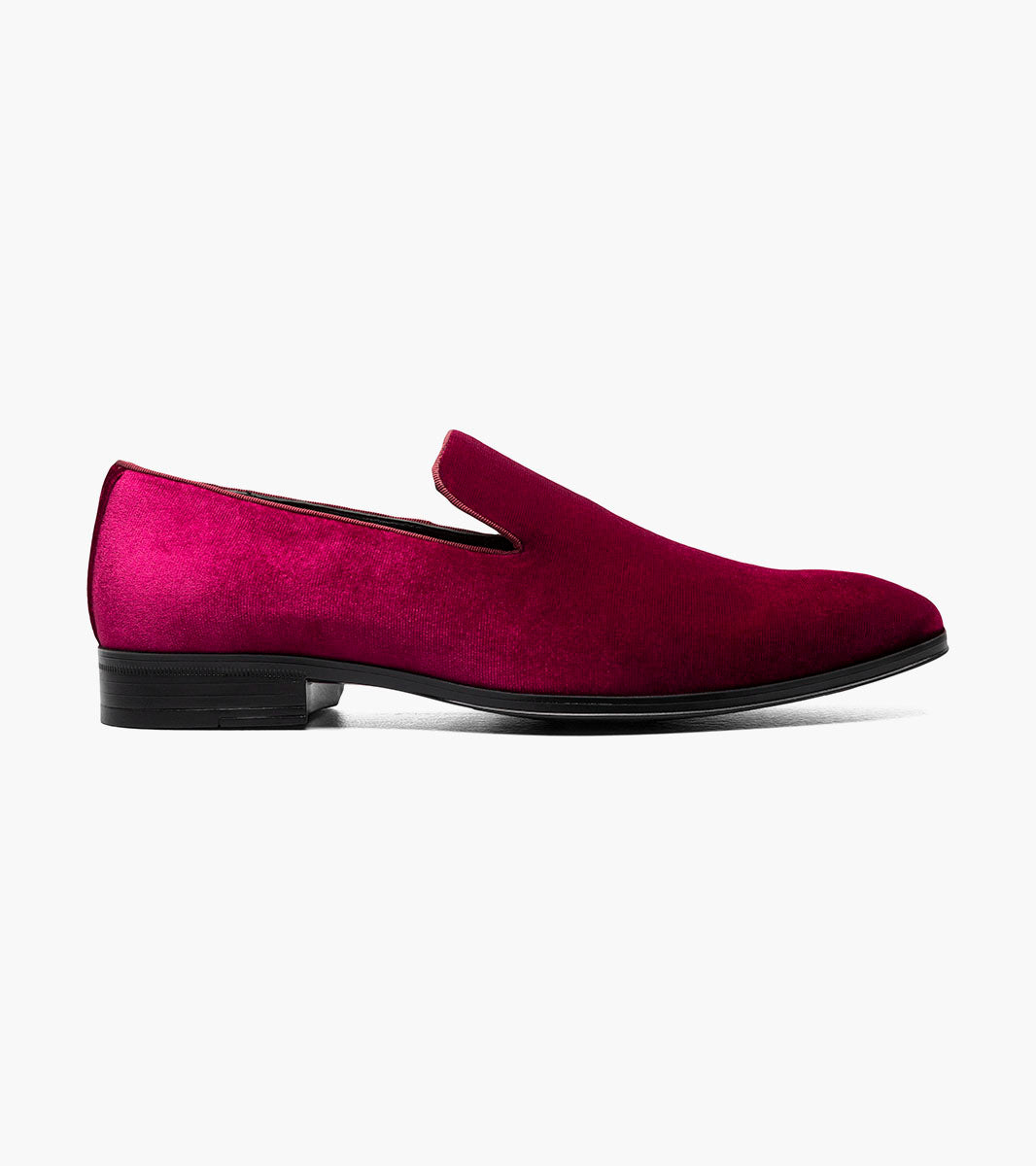 Stacy Adams SAVIAN Plain Toe Velour Slip On Cranberry by Stacy Adams Shoes