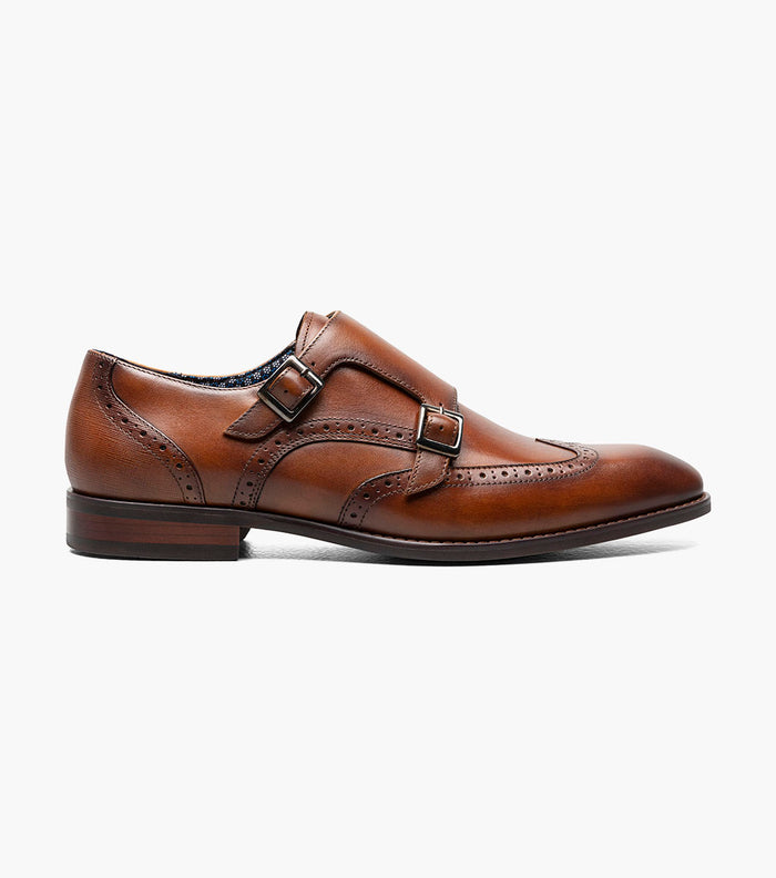 Stacy Adams KARSON Wingtip Double Monk Strap Cognac by Stacy Adams Shoes