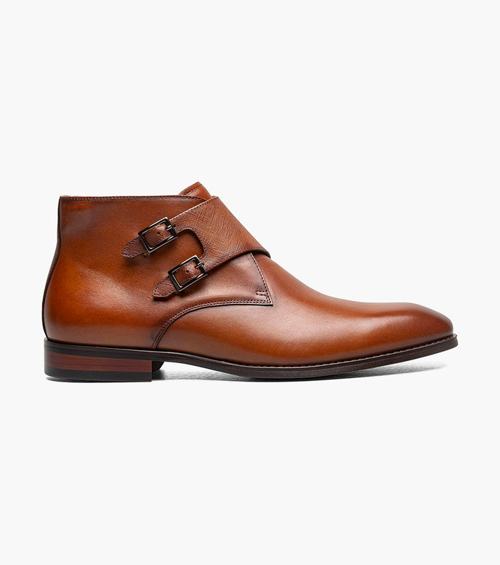 Stacy Adams KAIUS Plain Toe Double Monk Strap Boot Cognac by Stacy Adams Shoes