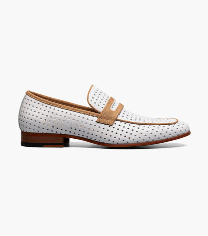 Stacy Adams WINSTEAD Moc Toe Saddle Slip On White by Stacy Adams Shoes