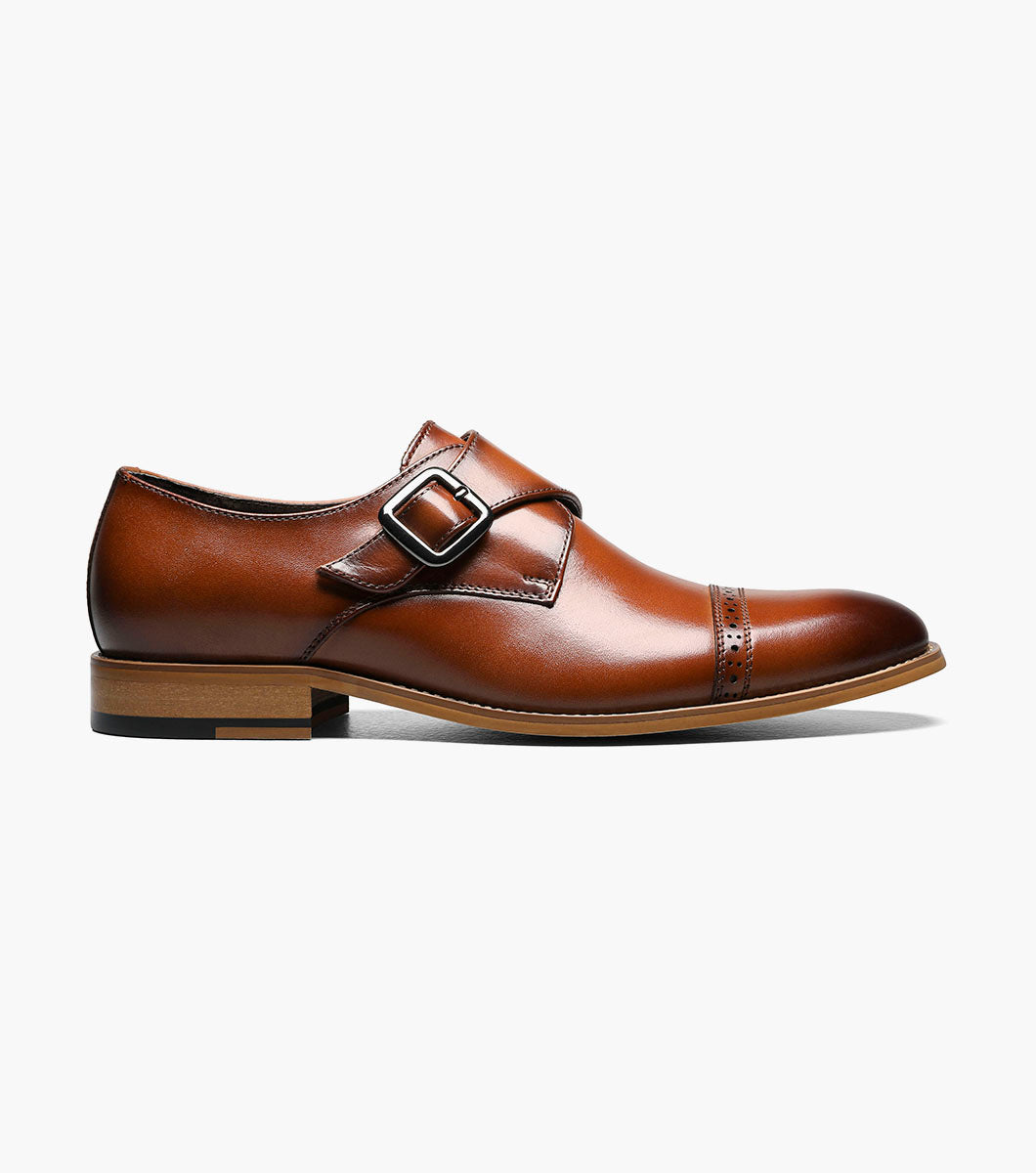 Stacy Adams DESMOND Cap Toe Monk Strap Cognac by Stacy Adams Shoes