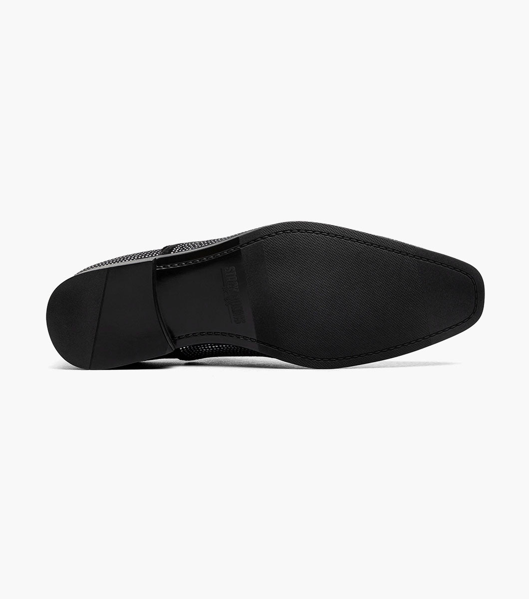 Stacy Adams STARLEIGH Rhinestone Plain Toe Slip On Black and Silver by Stacy Adams Shoes