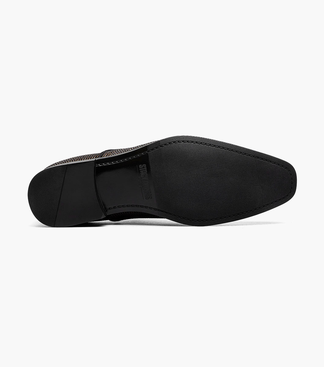 Stacy Adams STARLEIGH Rhinestone Plain Toe Slip On Black and Gold by Stacy Adams Shoes