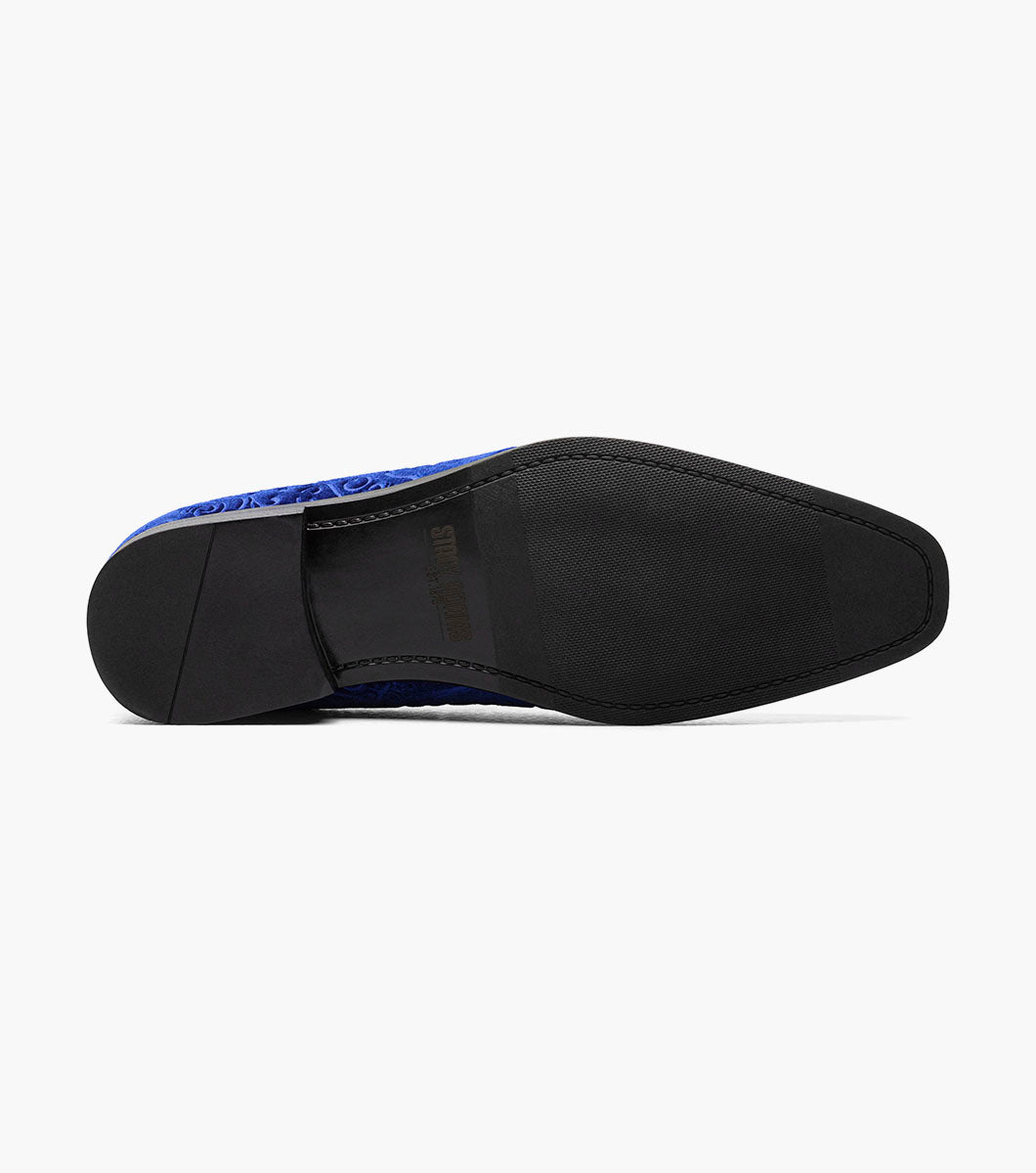 Stacy Adams SAUNDERS Debossed Velour Slip On Royal by Stacy Adams Shoes