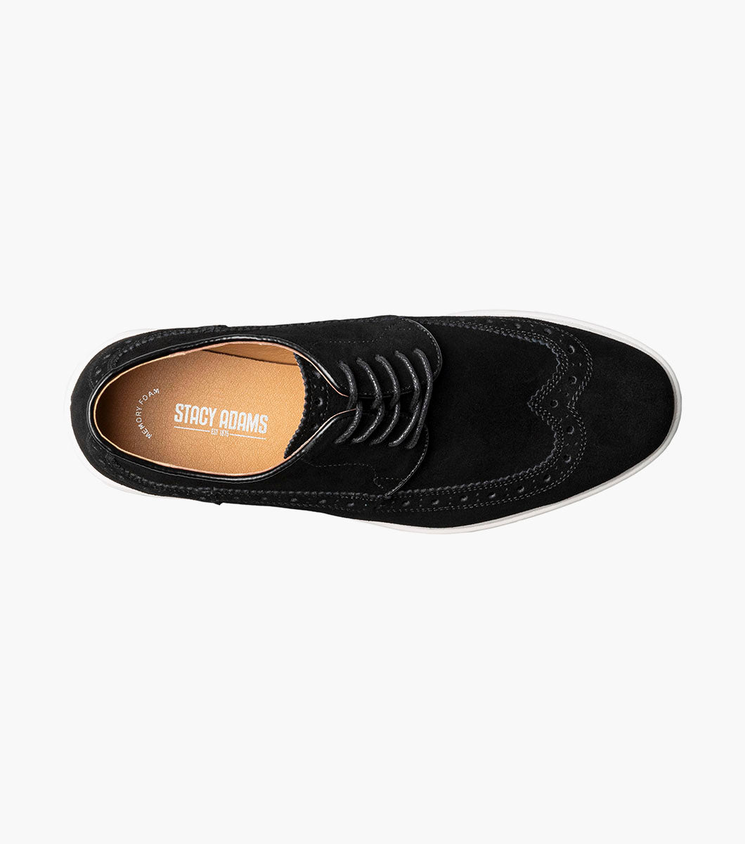 Stacy Adams TRUDELL Wingtip Lace Up Black Suede by Stacy Adams Shoes