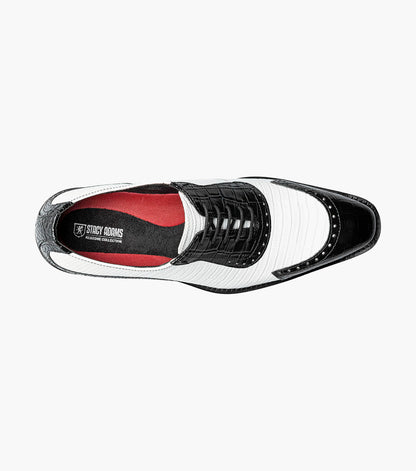Stacy Adams TARANGO Modified Cap Toe Oxford Black w/White by Stacy Adams Shoes