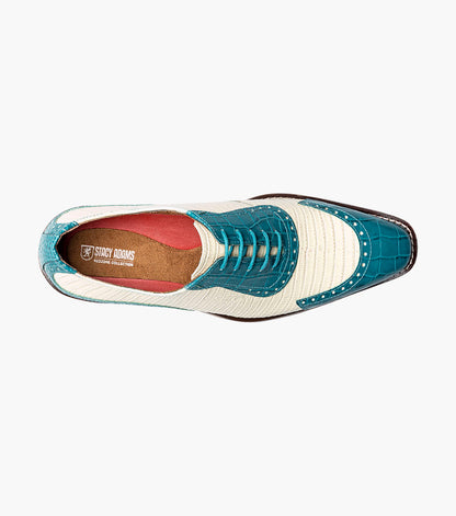 Stacy Adams TARANGO Modified Cap Toe Oxford Navy with Teal by Stacy Adams Shoes