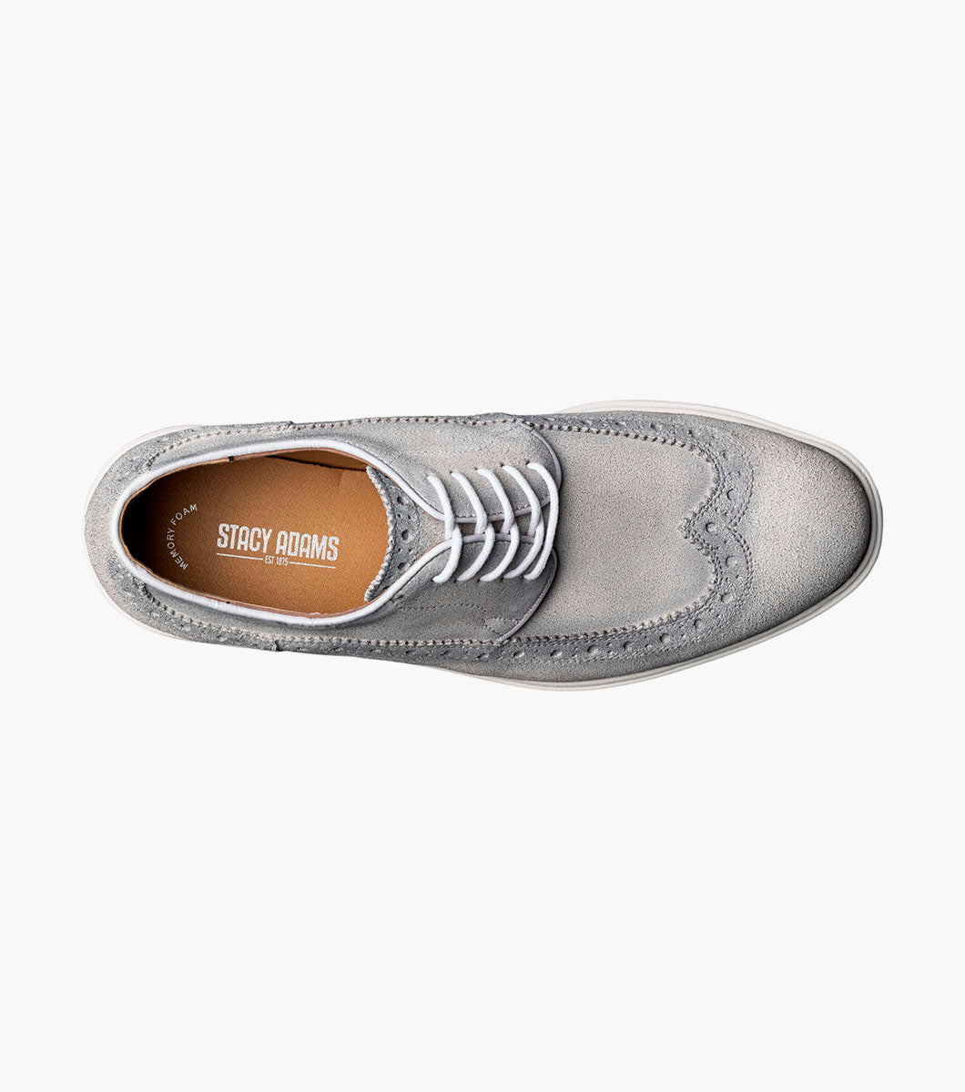 Stacy Adams TRUDELL Wingtip Lace Up Light Gray by Stacy Adams Shoes