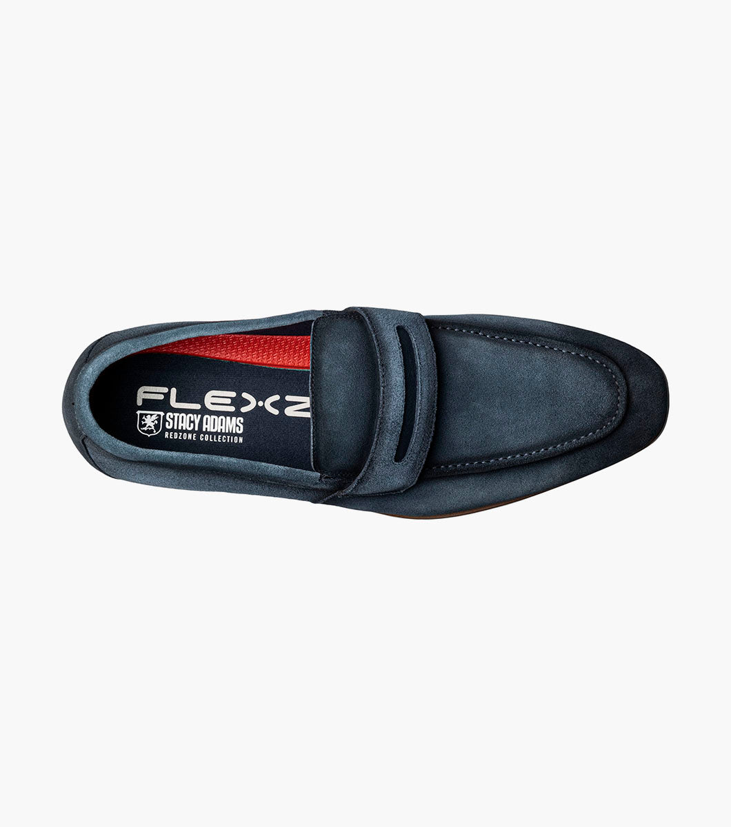Stacy Adams BURKE Moc Toe Saddle Slip On Navy Suede by Stacy Adams Shoes