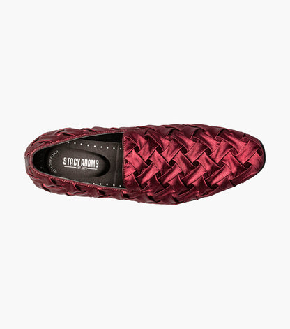 Stacy Adams SAVOIR Plain Toe Satin Slip On Burgundy by Stacy Adams Shoes