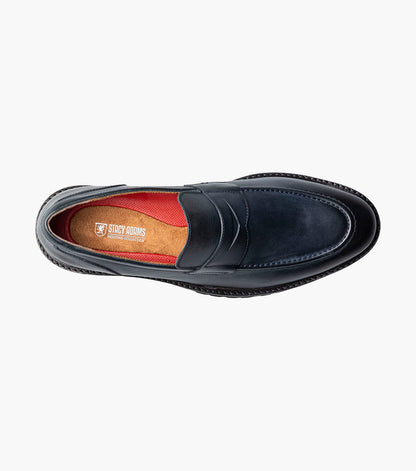 Stacy Adams HAYES Moc Toe Penny Slip On Navy by Stacy Adams Shoes
