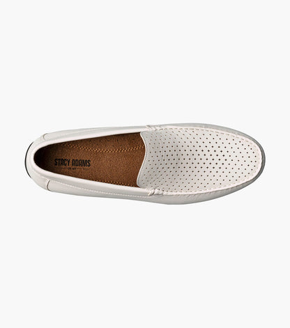 Stacy Adams CONROY Moc Toe Perf Slip On White by Stacy Adams Shoes