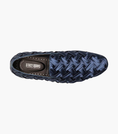 Stacy Adams SAVOIR Plain Toe Satin Slip On Navy by Stacy Adams Shoes