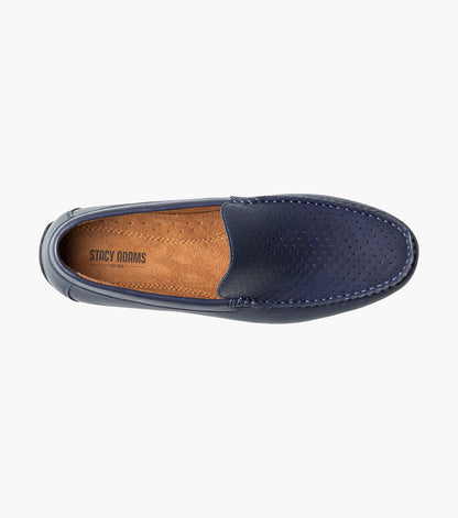 Stacy Adams CONROY Moc Toe Perf Slip On Navy by Stacy Adams Shoes