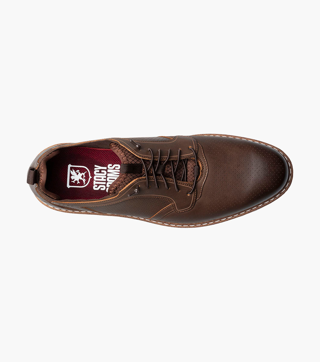 Stacy Adams SYNC Plain Toe Elastic Lace Up Brown CH by Stacy Adams Shoes