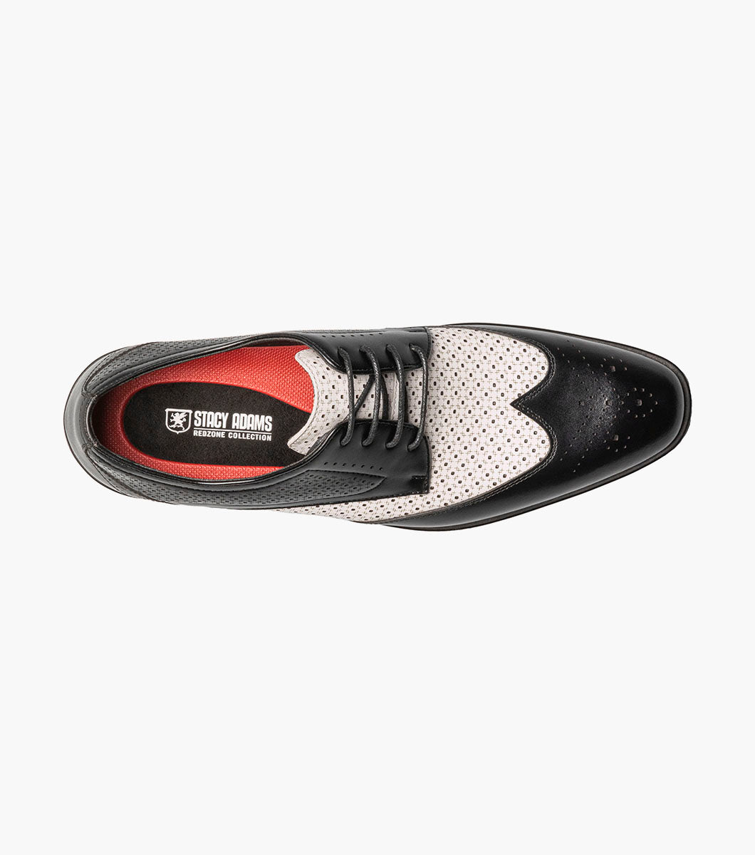 Stacy Adams ASHER Wingtip Lace Up Black w/White by Stacy Adams Shoes