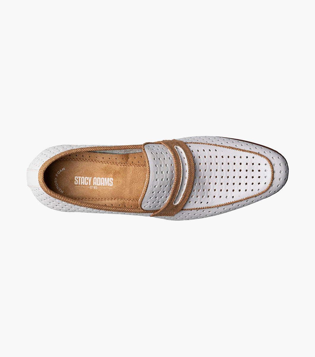 Stacy Adams WINSTEAD Moc Toe Saddle Slip On White by Stacy Adams Shoes