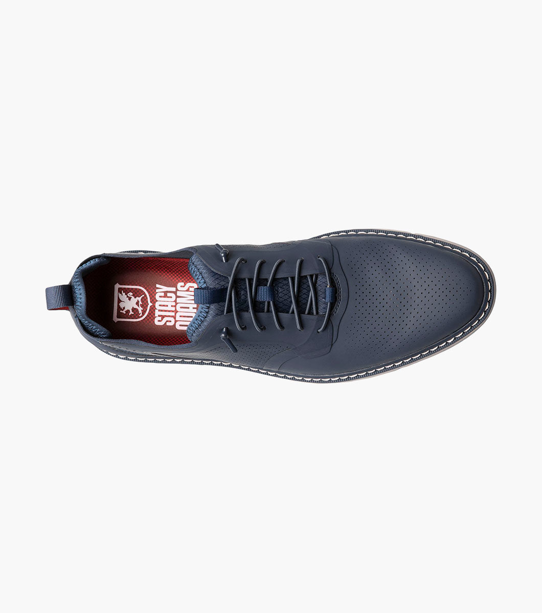 Stacy Adams SYNCHRO Plain Toe Elastic Lace Up Navy by Stacy Adams Shoes