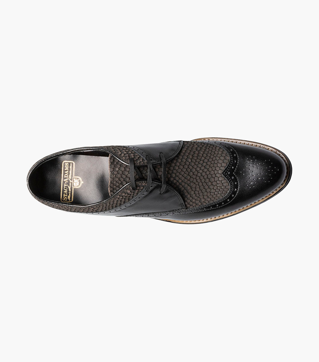 Stacy Adams DAYTON Python Print Wingtip Oxford Black/Gray by Stacy Adams Shoes