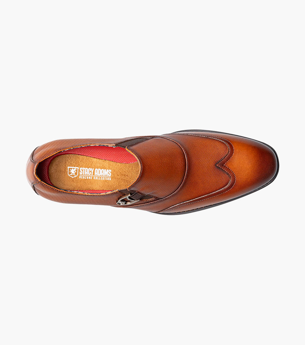 Stacy Adams LOCKWOOD Wingtip Ornament Slip On Cognac by Stacy Adams Shoes