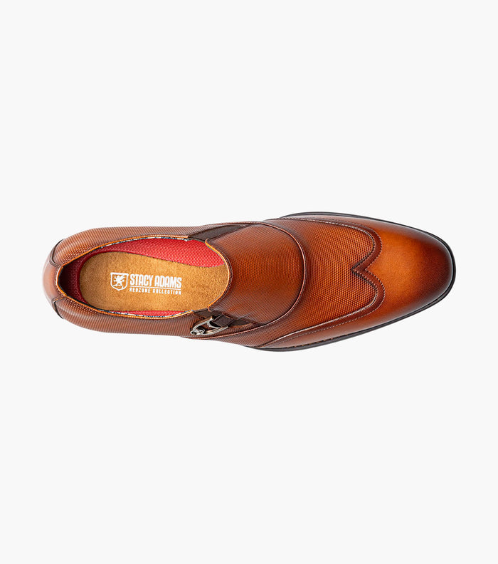 Stacy Adams LOCKWOOD Wingtip Ornament Slip On Cognac by Stacy Adams Shoes