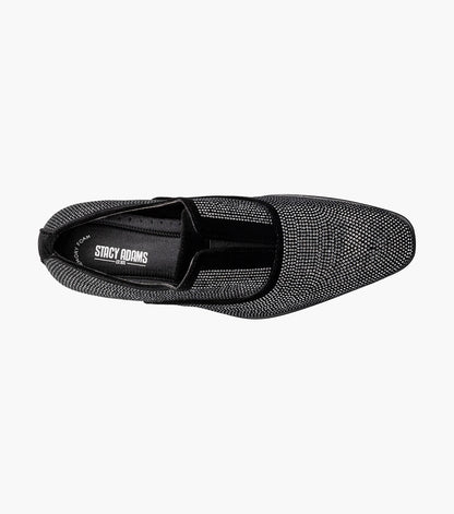 Stacy Adams STARLEIGH Rhinestone Plain Toe Slip On Black and Silver by Stacy Adams Shoes
