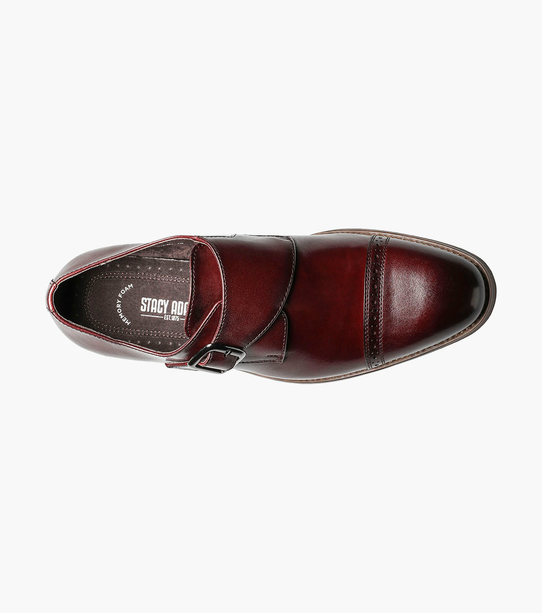 Stacy Adams DESMOND Cap Toe Monk Strap Burgundy by Stacy Adams Shoes