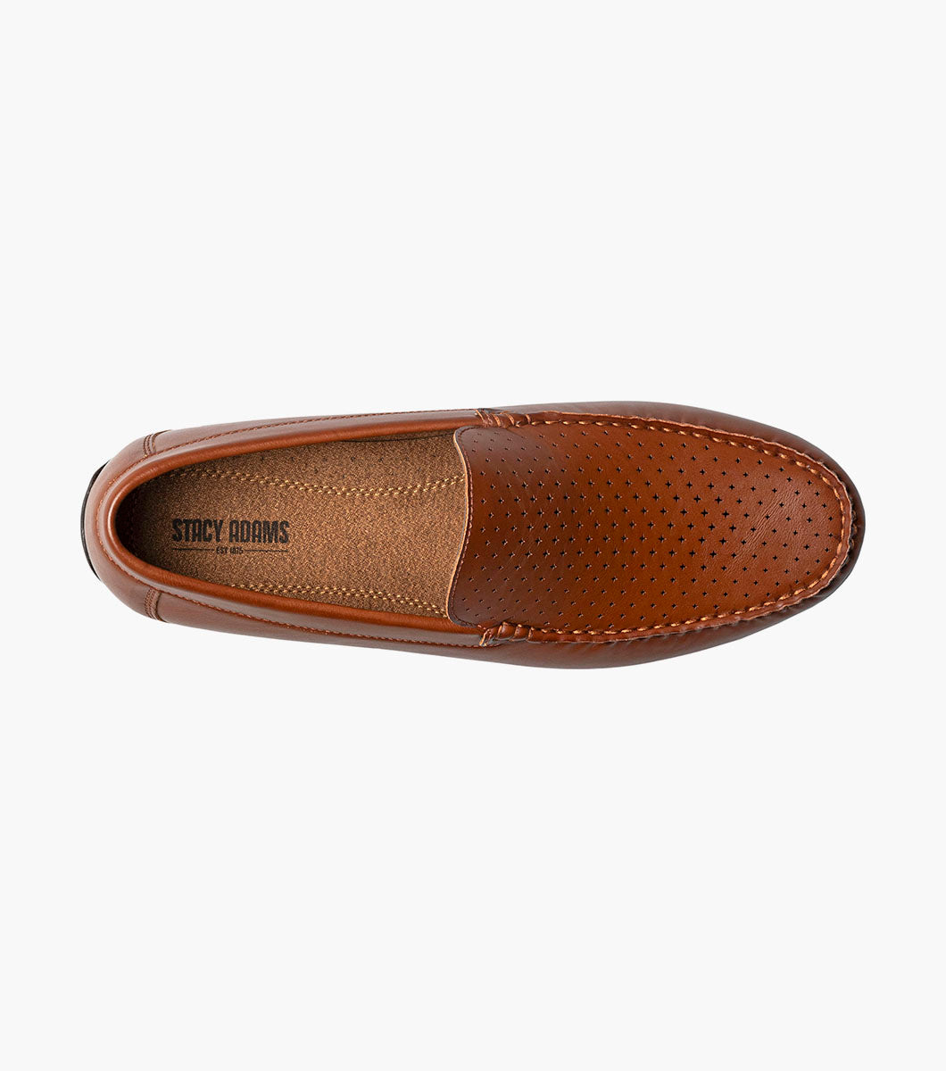 Stacy Adams CONROY Moc Toe Perf Slip On Cognac by Stacy Adams Shoes
