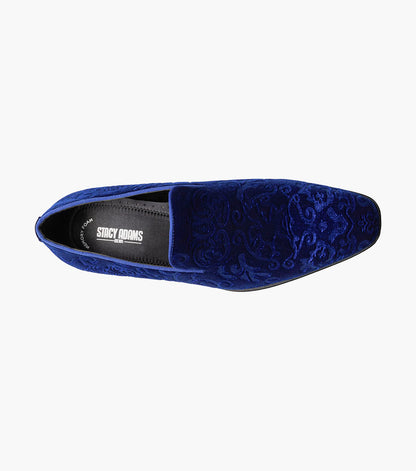 Stacy Adams SAUNDERS Debossed Velour Slip On Royal by Stacy Adams Shoes