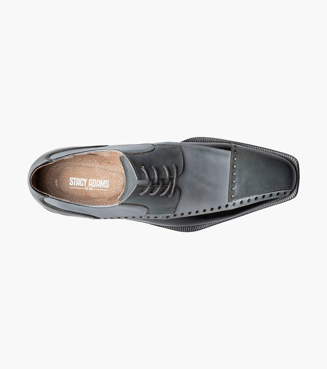 Stacy Adams PLAZA Modified Cap Toe Oxford Black/Gray by Stacy Adams Shoes