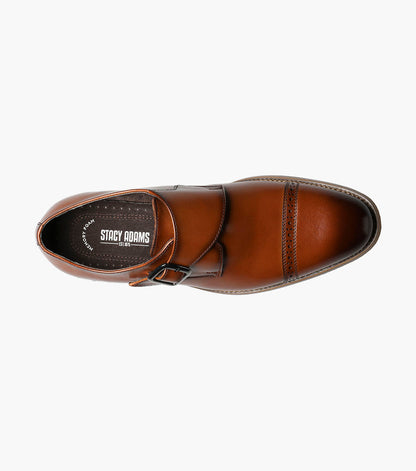 Stacy Adams DESMOND Cap Toe Monk Strap Cognac by Stacy Adams Shoes