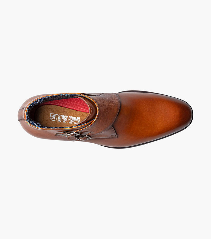Stacy Adams KAIUS Plain Toe Double Monk Strap Boot Cognac by Stacy Adams Shoes