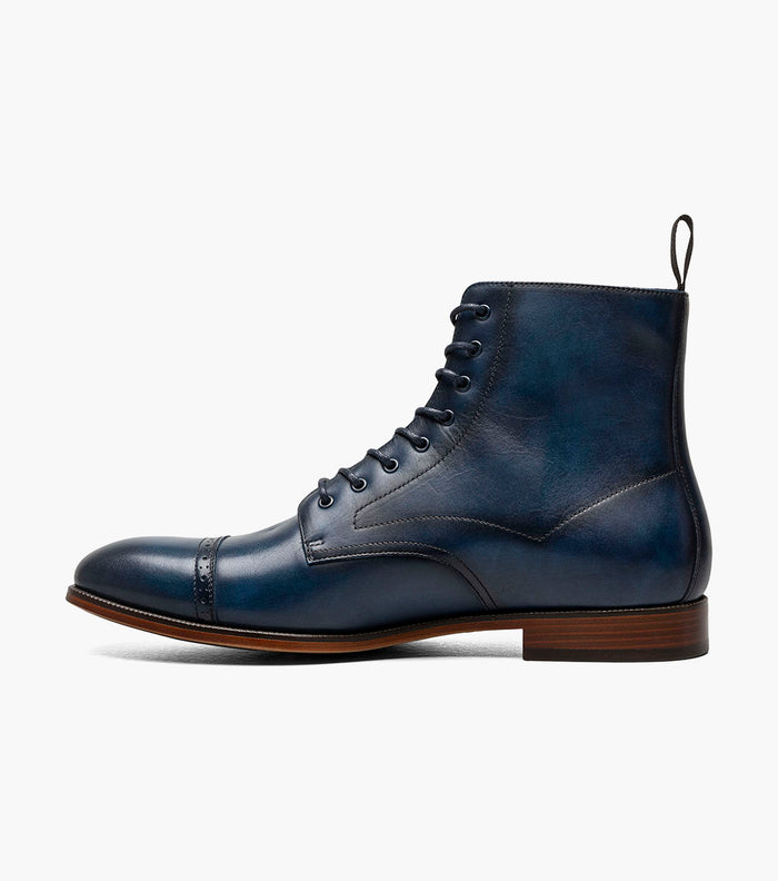 Stacy Adams HENRY Cap Toe Lace Up Boot Navy by Stacy Adams Shoes