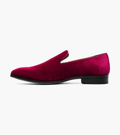 Stacy Adams SAVIAN Plain Toe Velour Slip On Cranberry by Stacy Adams Shoes