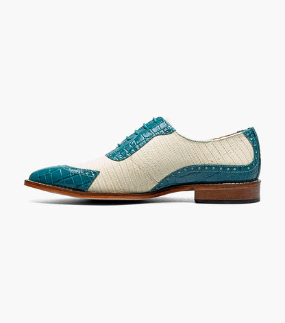 Stacy Adams TARANGO Modified Cap Toe Oxford Navy with Teal by Stacy Adams Shoes