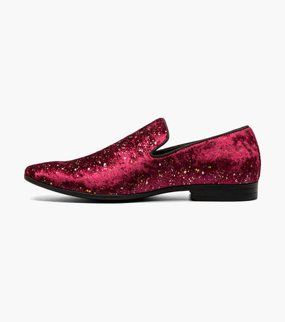 Stacy Adams STELLAR Plain Toe Glitter Slip On Burgundy by Stacy Adams Shoes