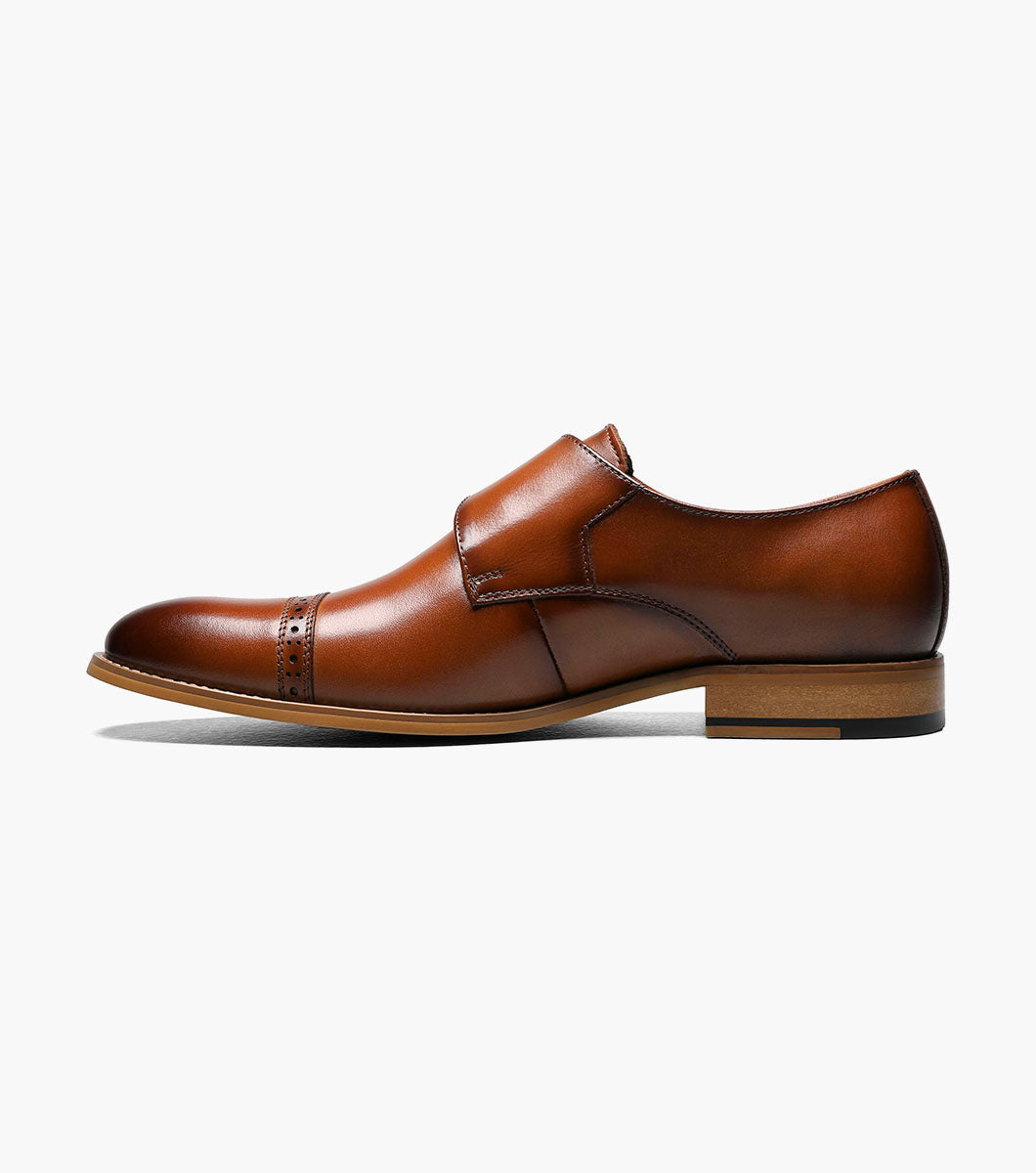Stacy Adams DESMOND Cap Toe Monk Strap Cognac by Stacy Adams Shoes