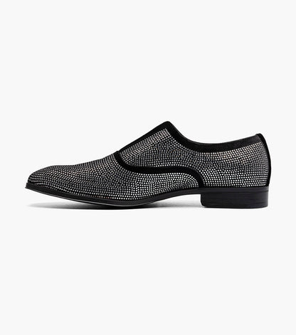 Stacy Adams STARLEIGH Rhinestone Plain Toe Slip On Black and Silver by Stacy Adams Shoes