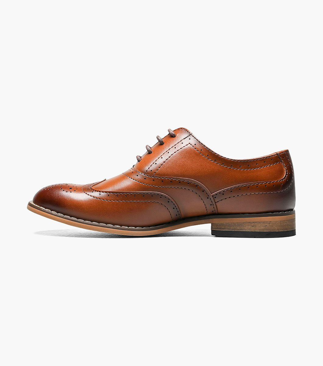 Stacy Adams KIDS DUNBAR Wingtip Oxford Cognac by Stacy Adams Shoes